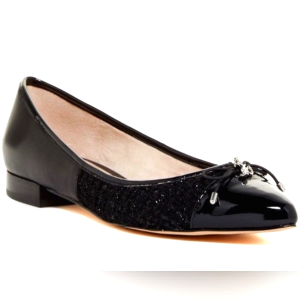 Sam Edelman Lilly Tweed Leather Black Flat Shoe sz 7